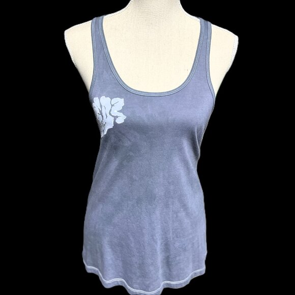3/$25 🆕 Hand-Painted White Rose Racerback Tank | Denim Blue | Made in USA - Picture 1 of 4